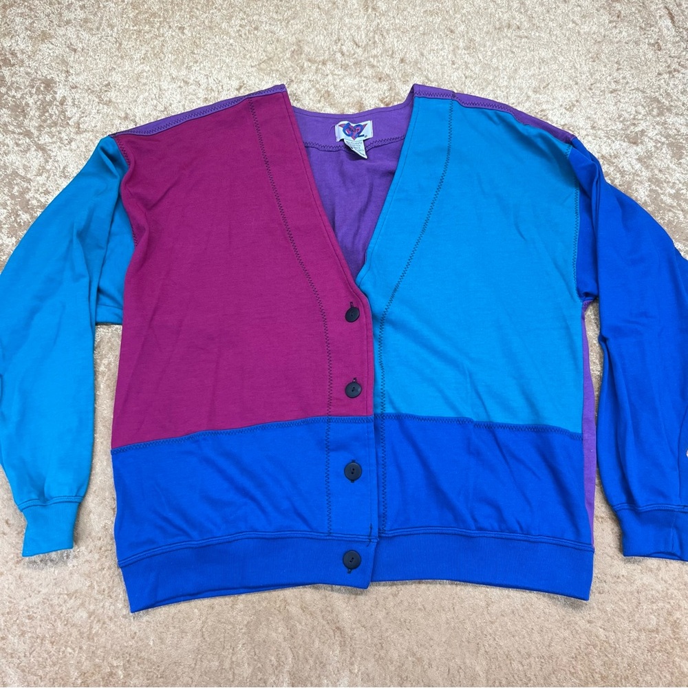 Vintage 62 East Patchwork Cardigan 90s Fashion Size Large
